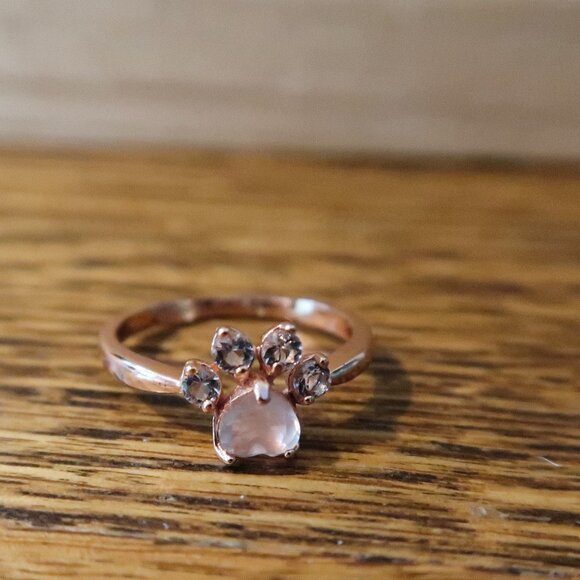 Source Unknown Jewelry - Rose Gold Tone 925 Marked Silver Ring Puppy Paw Adjustable size 7-10